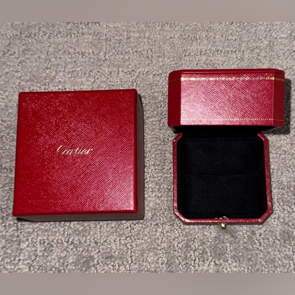 Cartier Red Jewelry Ring Cushion Case & Box Set